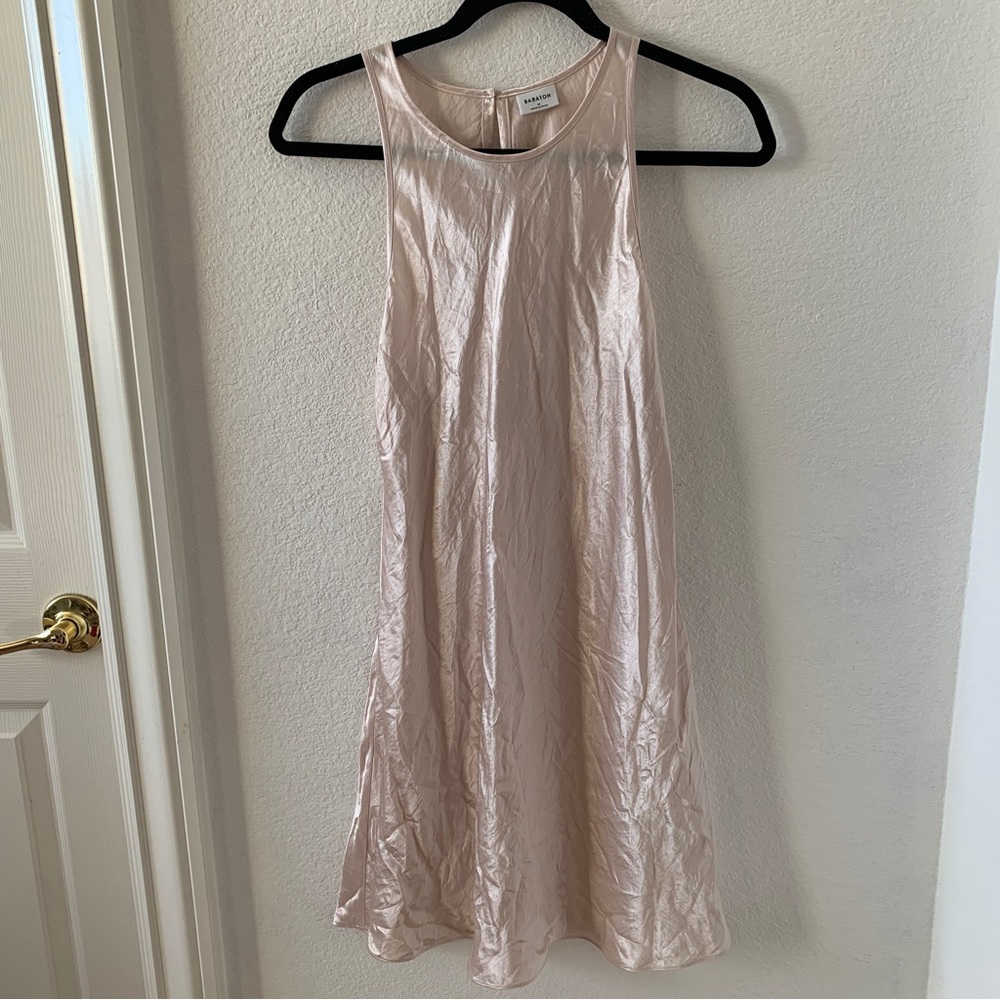 Aritzia Babaton Denude Crewneck Acetate Slip dress with keyhole back